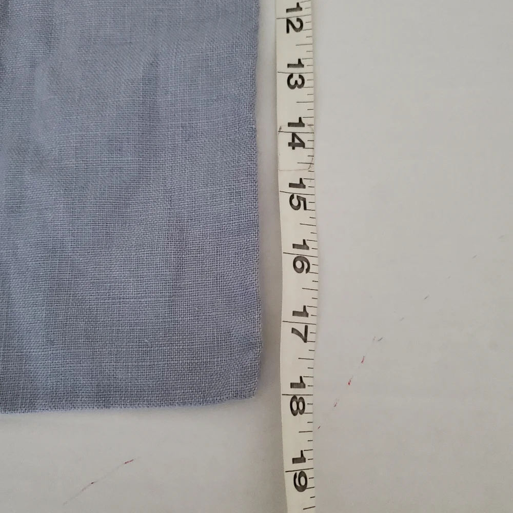 Pottery Barn 100% Linen Pillow Cover With Ties Light Blue 18X18